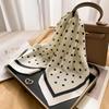 Versatile Black & White Polka Dot Silk Scarf: Wear as a Waist Accessory, Triangle Scarf, or Belt.