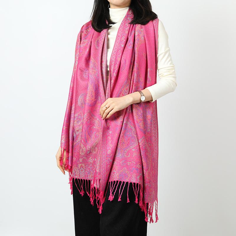 Jacquard cashew fringed shawl new autumn and winter women's headscarf floral extended scarf