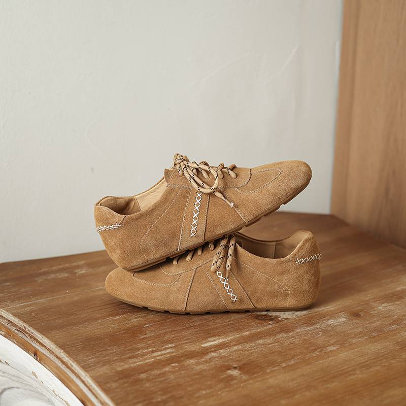 Krazing Pot Nubuck Round Toe Increased Lace Up Spring Autumn Shoes Big Size 41 Lace Up Women Leisure Shoes