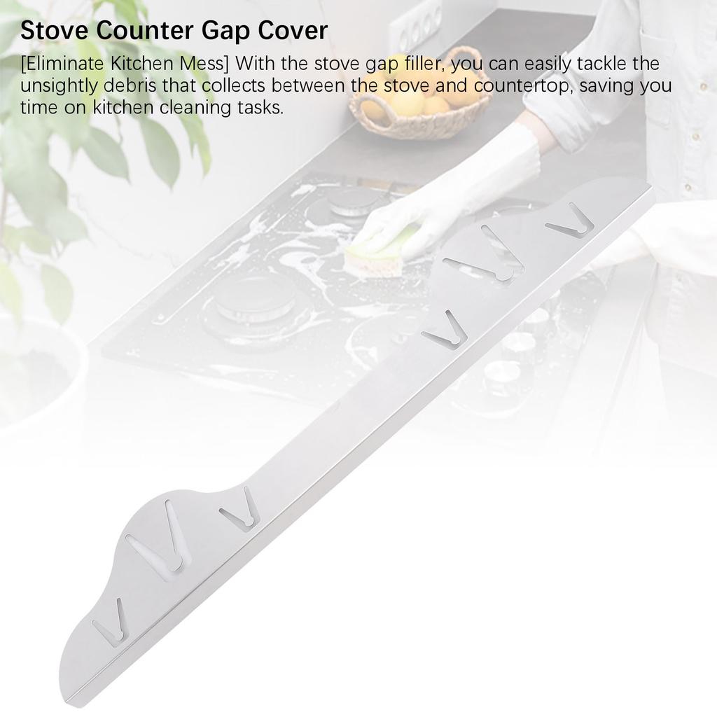 2 Stück Herdabdeckung 59,5x10cm Silber Edelstahl Herd Theke Spaltfüller für Küche