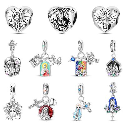 Original Neue Kupfer Gebet Jungfrau Maria Anhänger Perlen Passend Halskette Armband Zubehör DIY Schmuck Für Frauen Geschenk