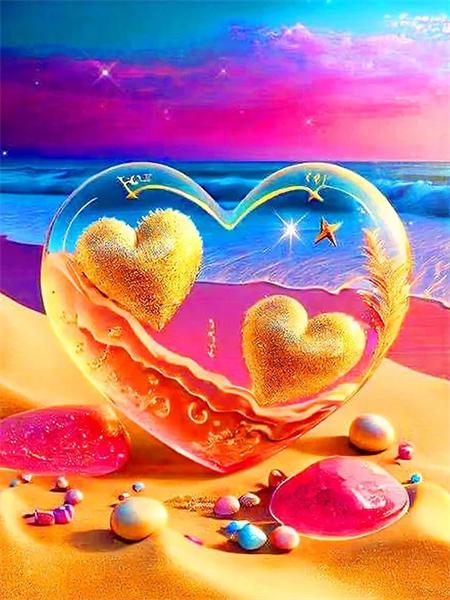 

5D Diy Алмазная картина Сердце Камень Домашний декор Полная квадратная круглая алмазная мозаика Морской пейзаж Настенное искусство Full Round 20x30CM