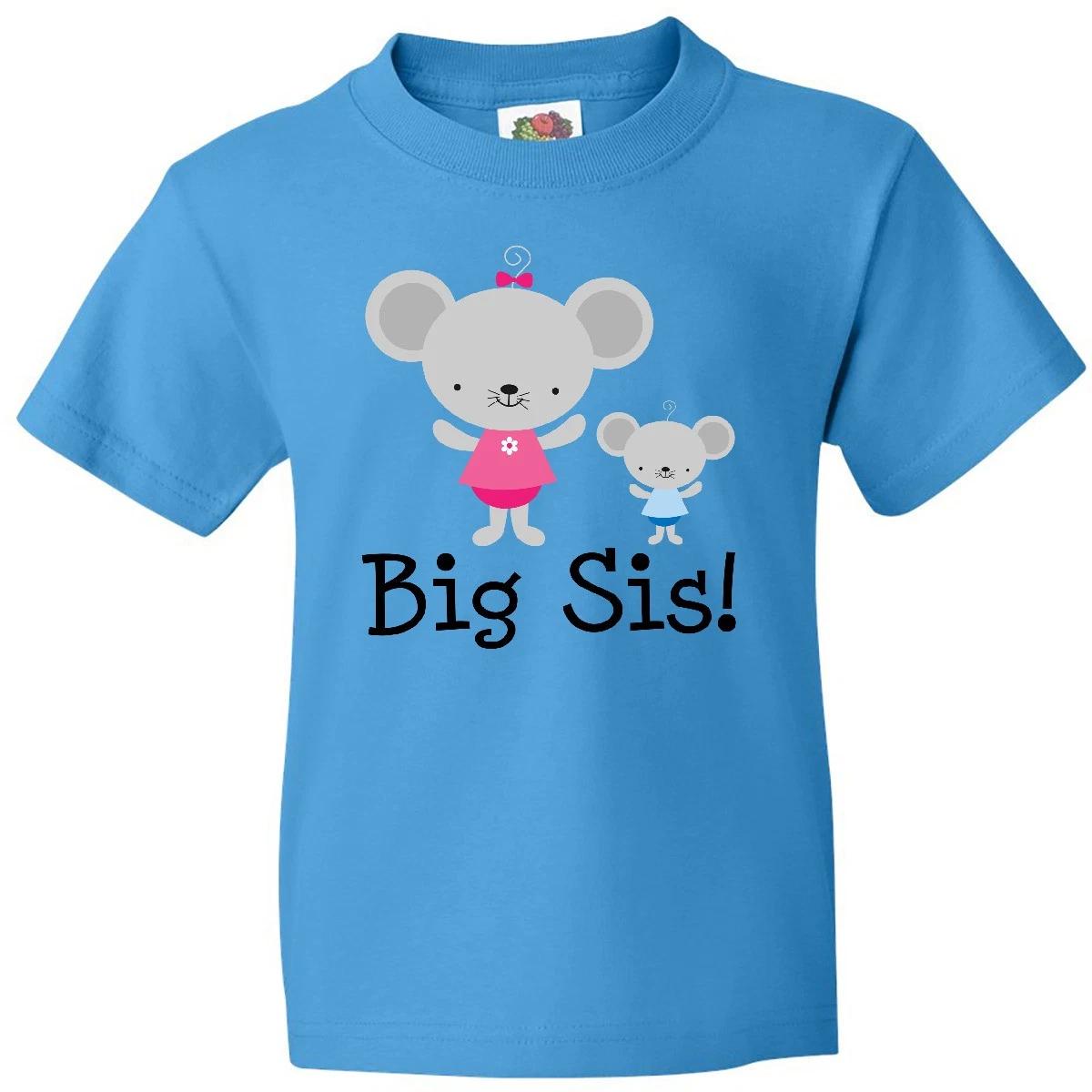 Inktastic Big Sis With Lil Bro Girls Sister Announcet Youth kids boys T-Shirt Mouse Tee 130