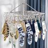 50/40/30/20/10/6Clips Clothesline Inox Practical and Retractable Fasteners Windproof Square Laundry Airer with Multi Clothespins