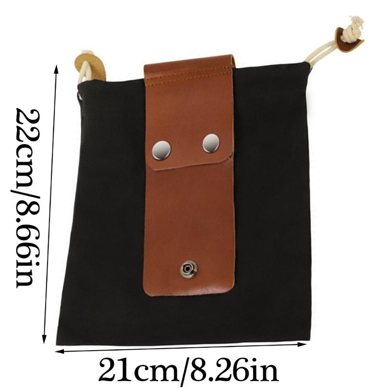 Storage Leather Canvas Bag Hiking Camping Portable Outdoor Survival Foraging Bag Fruit Picking Pouch Collapsible Pouch