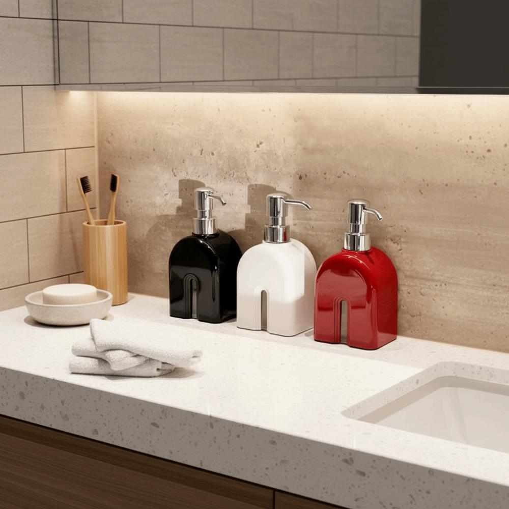 Praktyczny Plastikowy Dozownik Pompka do Żelu pod Prysznic Szamponu Styl 400ml Dozownik Płynu do Mycia Rąk Wielokrotnego Użytku Wielokrotnego Napełniania Hotelowy