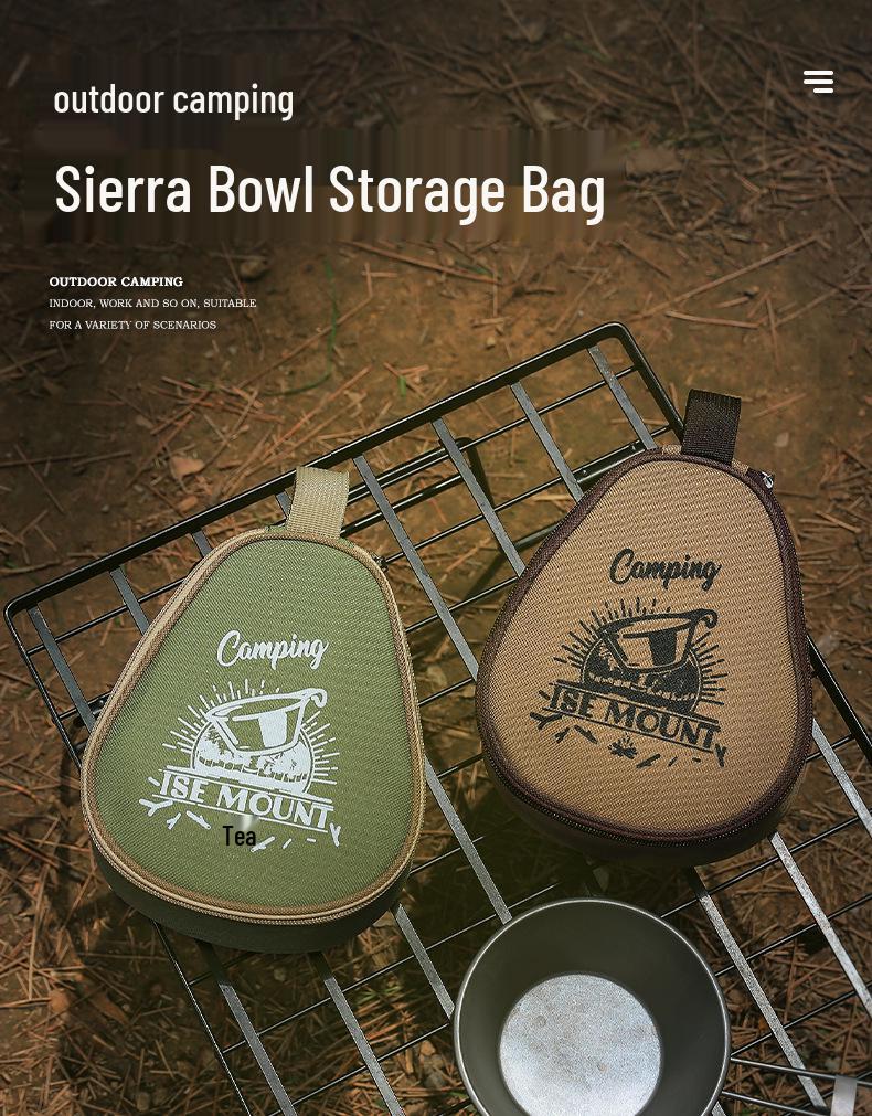 Förvaringsväska för utomhus Sierra-koppar med stor kapacitet - Oxford-tyg camping skål- och bestickväska
