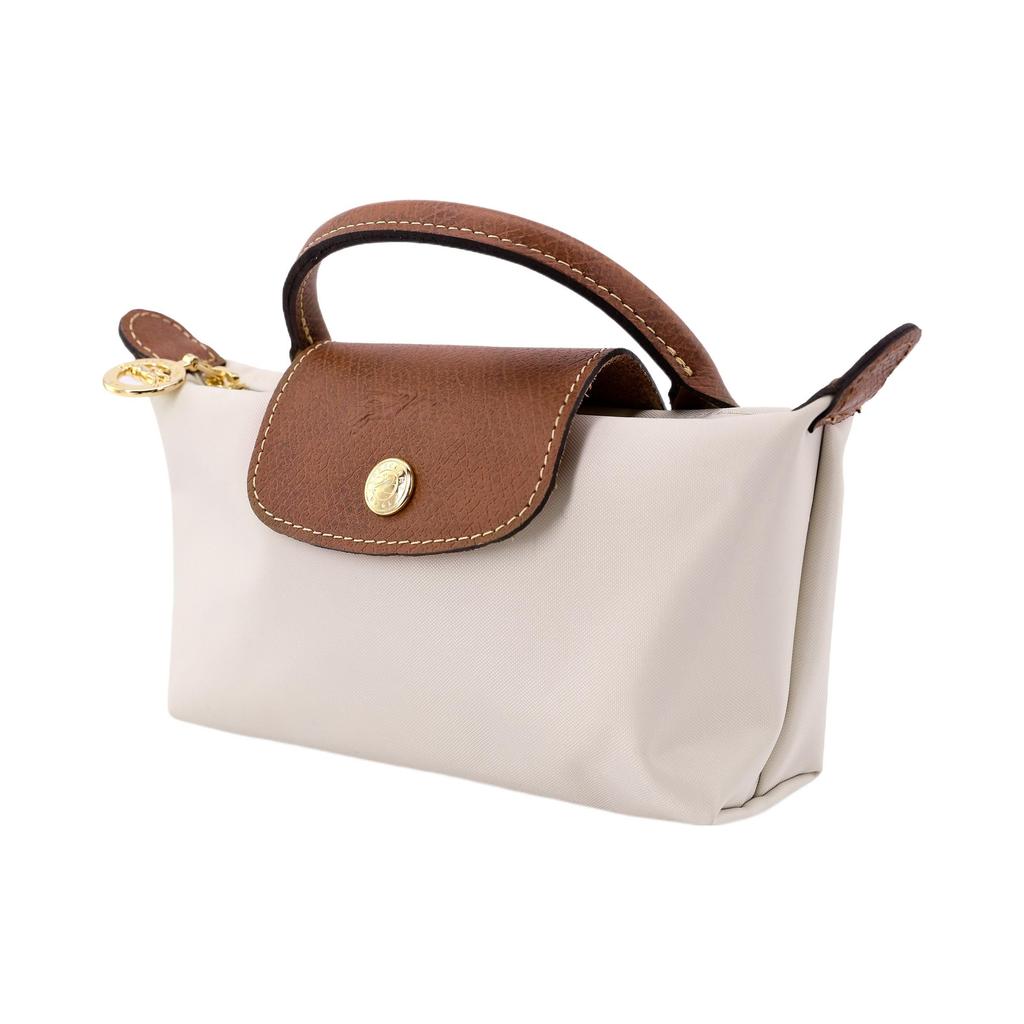 Longchamp Le Pliage 17 Drukknoop Ritssluiting Korte Handgreep Tas Met Leerafwerking Dames handtassen Beige 34175089p71