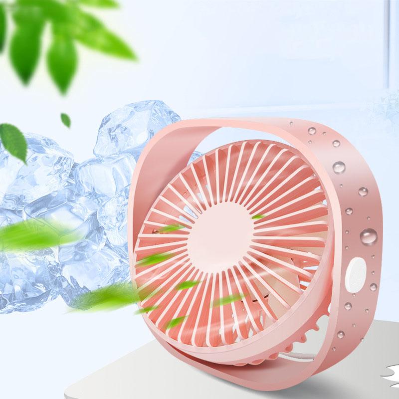 Portable Desktop Fan Mute Three Wind Speed USB Charging Small Fan for Home Office Dormitory Pink