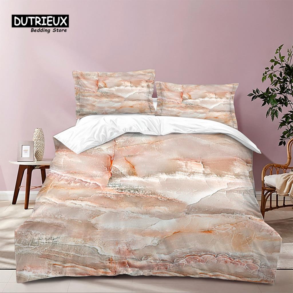 Colorful Marble Duvet Cover Abstract Geometric Bedding Set King Queen For Adults Kids Bedroom Decor Microfiber Comforter Cover