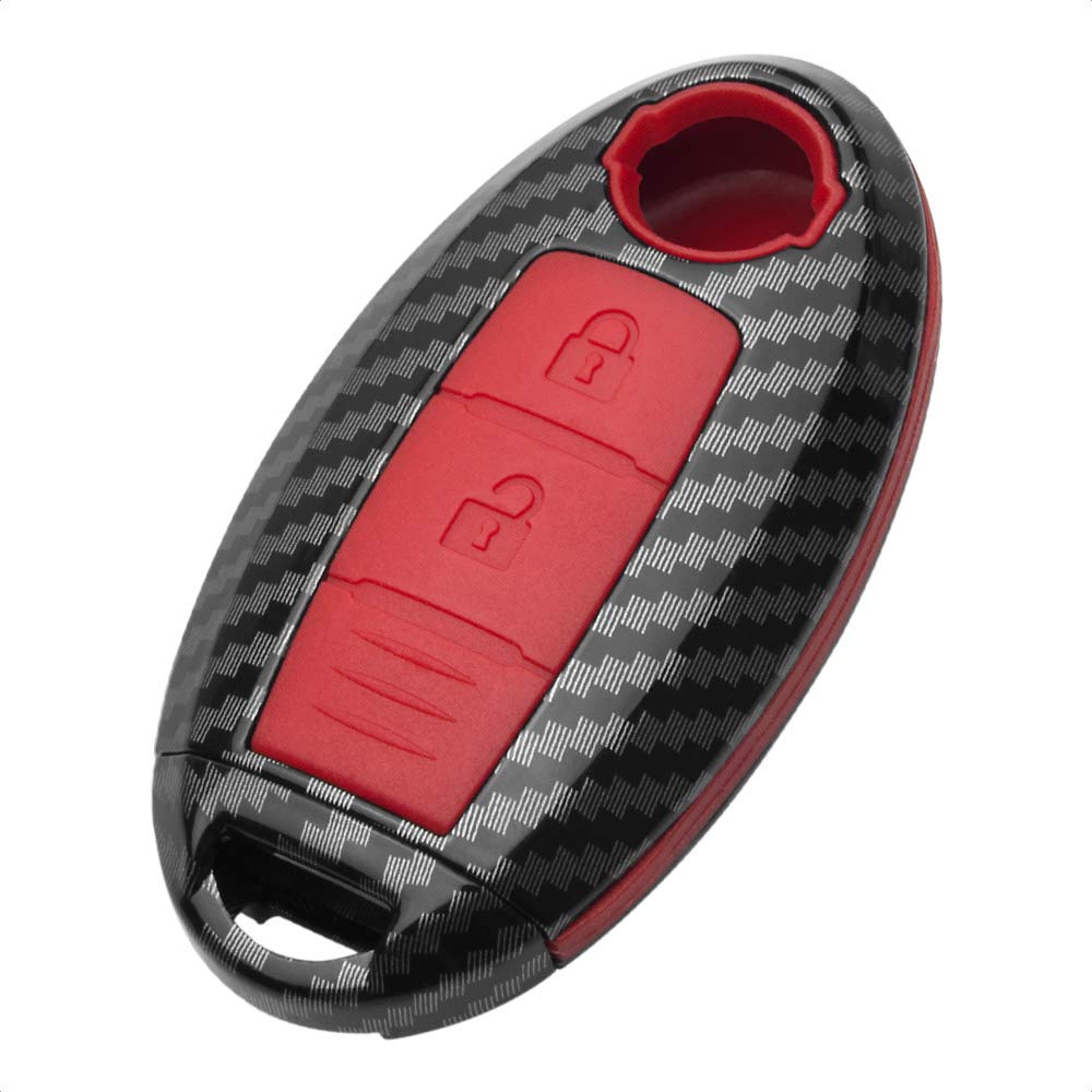 TANGSEN Smart Key Case NSS3A Compatible ABS + Rubber, Red Rubber + Carbon Fiber Pattern ABS Black 3 buttons чёрный