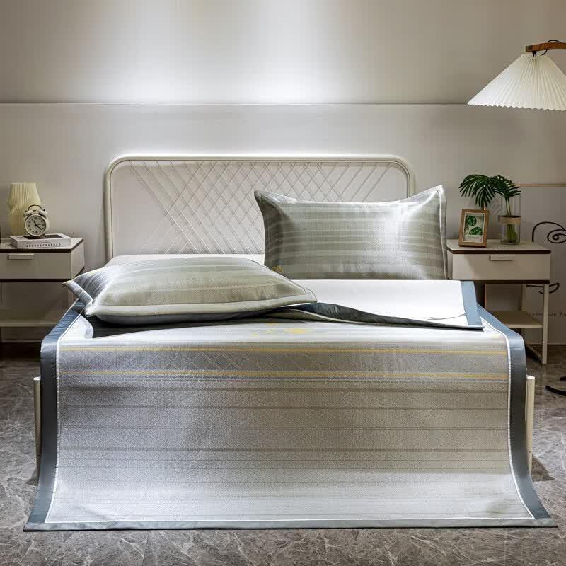 Fucheer Peron Ice Silk Maple Leaf Jacquard Mat Set