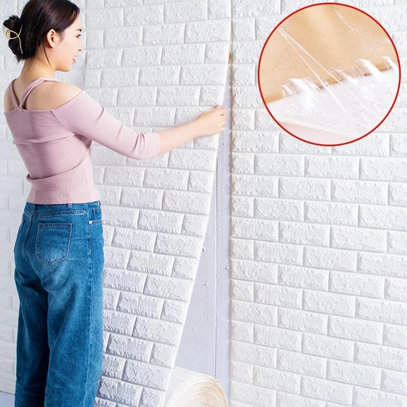 3/5/10 M 3D Self-adhesive Wallpaper Stickers 3M Brick Wall Stickers Home Decor Wallpaper for Walls DIY Bedroom Papel De Parede