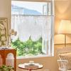 French Style Ruffled Lace Short Curtains Luxurious Embroidered Chiffon Fabric Curtains No Drilling Required Suitable for Home Doors Windows, and Cafes