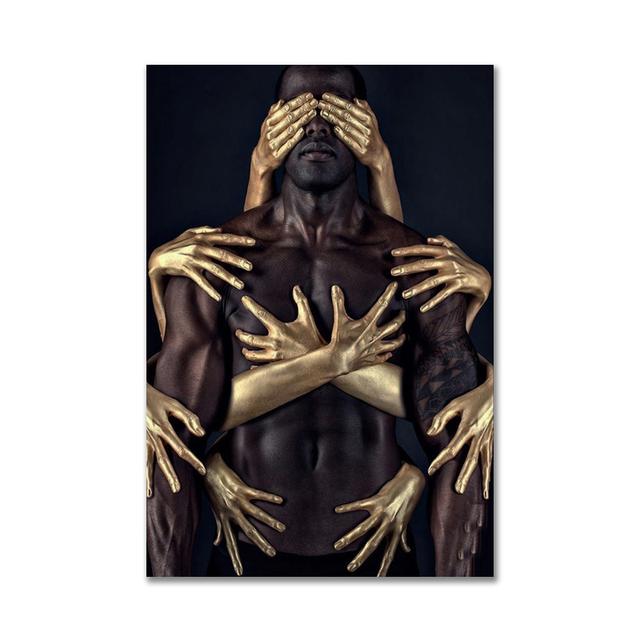 

Африканская черно-золотая обнаженная картина на холсте для мужчин и женщин, постеры и принты, настенная художественная картина для гостиной, домашний декор, Cuadros 21*30cm