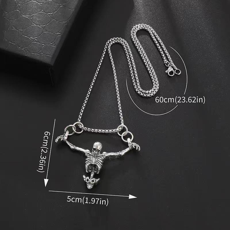 Punk Style Skull Necklace For Women, Fashionable Retro Personality Pendant, Dark Style Trendy Cool Neck Accessory