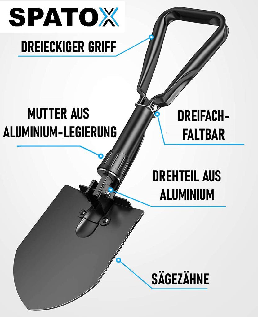 SPATOX Klappspaten Mini Klappschaufel Hacke Camping Schaufel Spaten Säge Outdoor