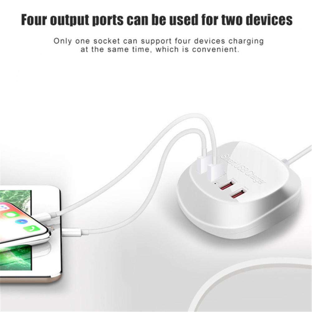 4 USB Ports Extension Socket Power Strip Adapter Charger Outdoor Travel Charging for Smartphone Tablet