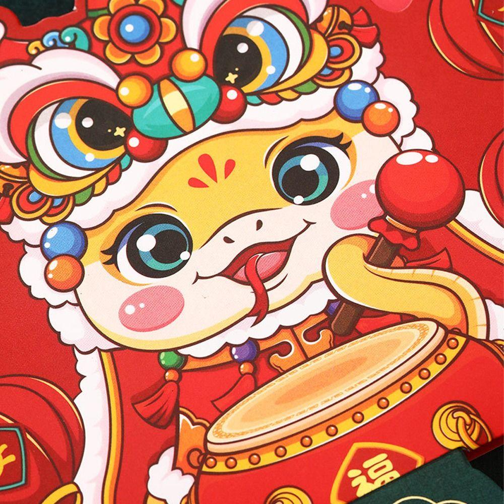 2/6/10 Slots Snake Year Folded Red Envelope Blessing Red Packet Lucky Money Pockets Party Gifts