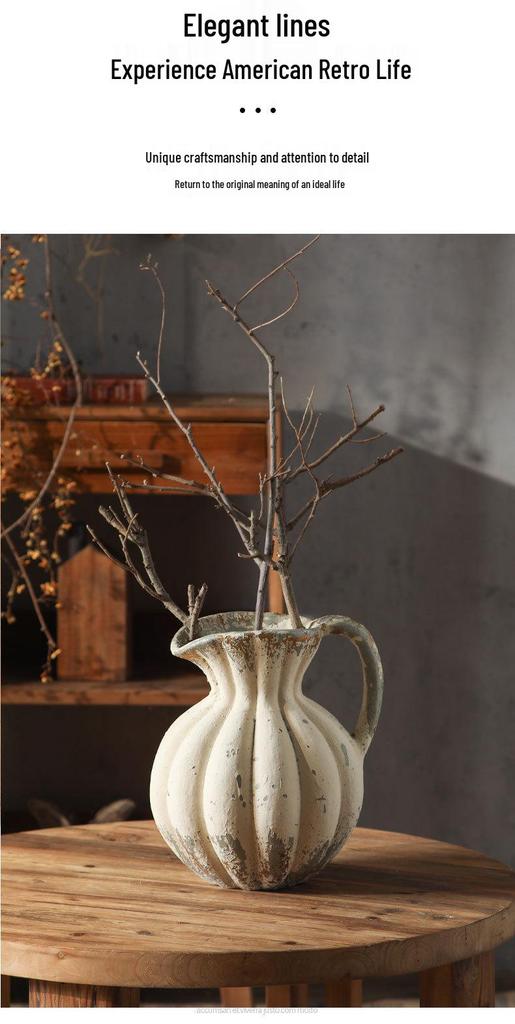 Wabi-sabi Vintage Kettle-Shaped Zen Vase for Dried Flowers