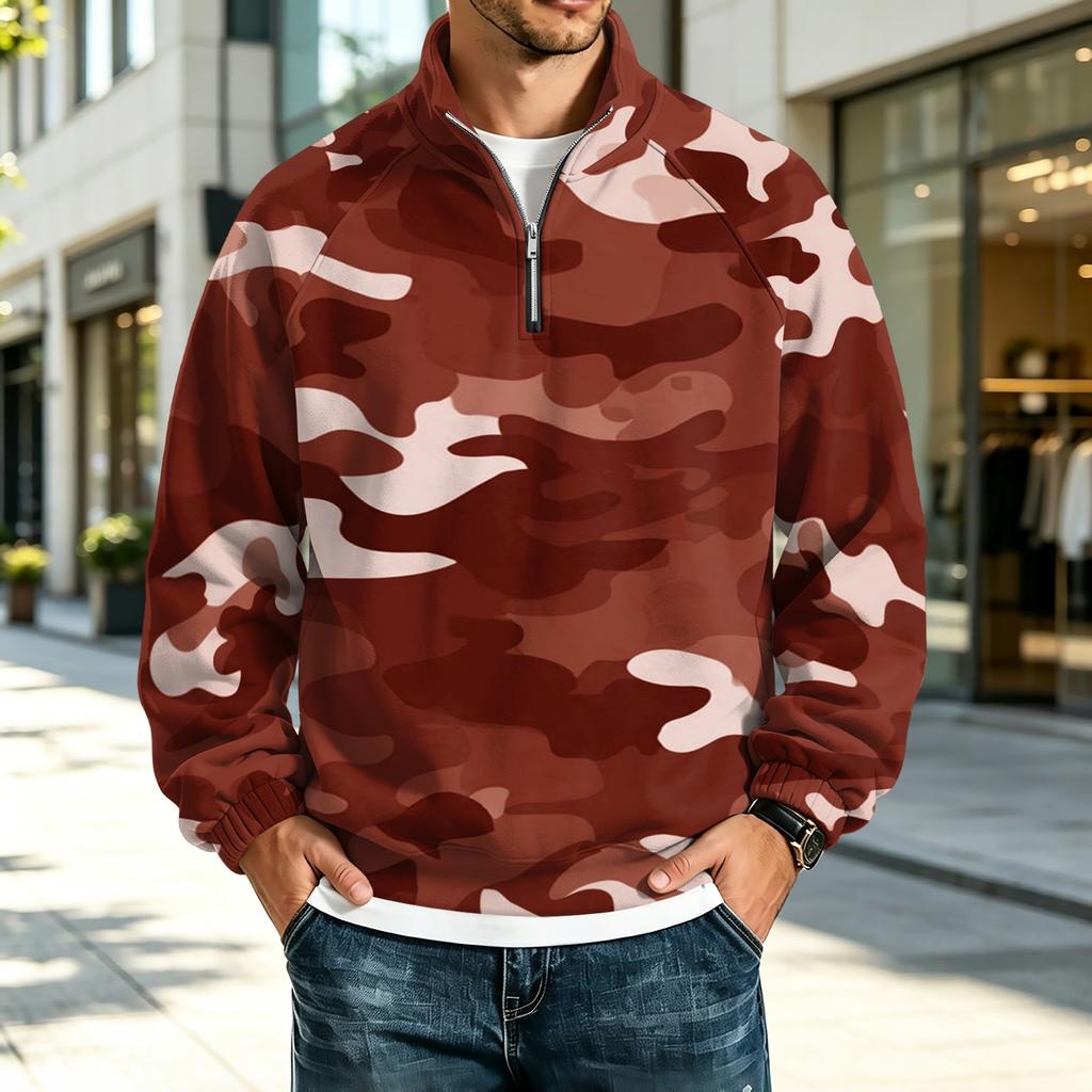 Men's Casual Loose Fit Stand Collar Raglan Sleeve Sweatshirt