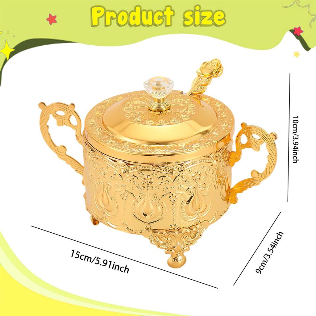 Zuckerdose mit Deckel Löffel Retro Staubdicht Mehrzweck Gewürztopf Lebensmittelglas für Veranstaltung Feiertag