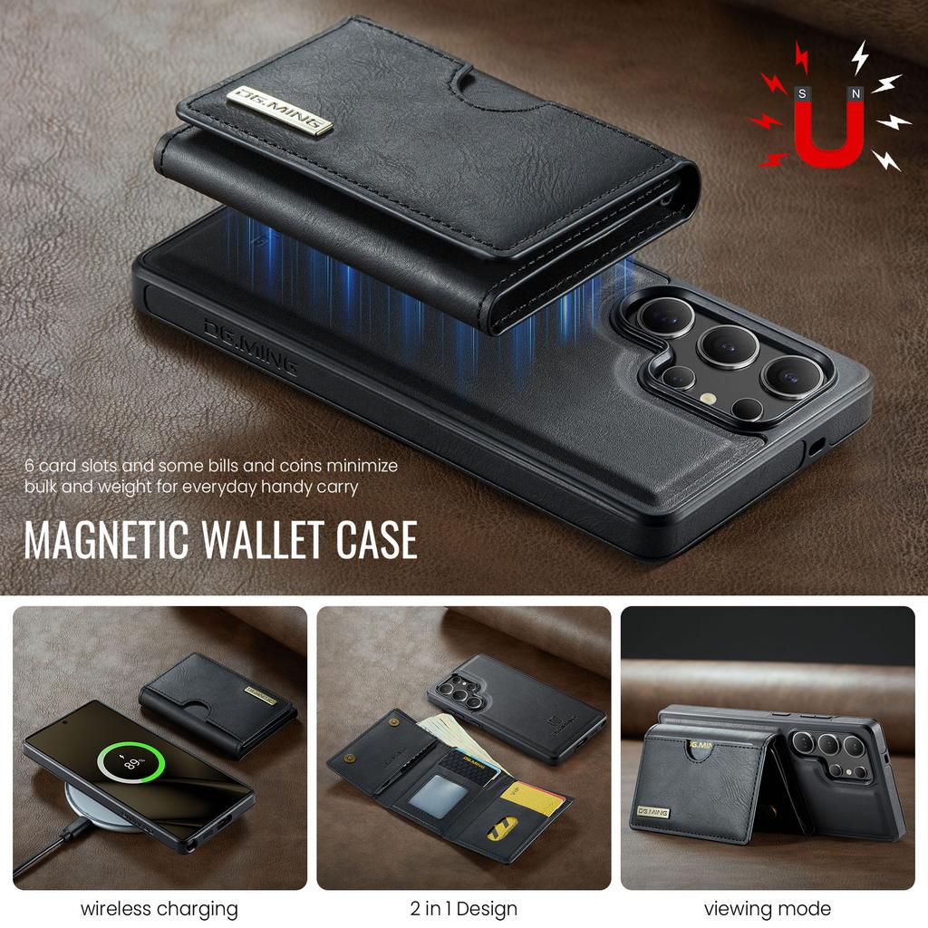 2 In 1 Case For Samsung Galaxy S25 S24 S23 S22 Ultra FE 4G 5G Magsafe Wallet Magnetic Leather Card Holder Pocket Cover