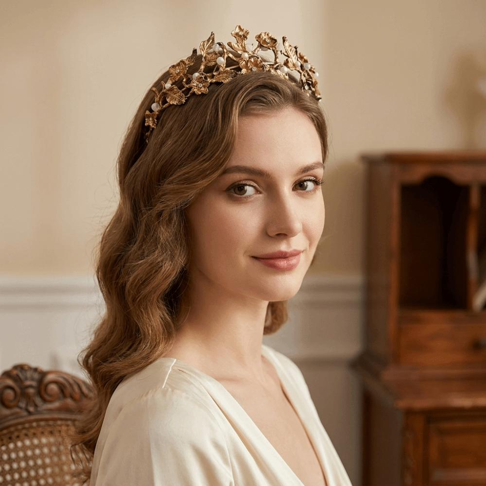 Sparkling Pearl Headpiece Zinc Zinc Alloy Wedding Tiaras Vintage Prom Diadem Wedding