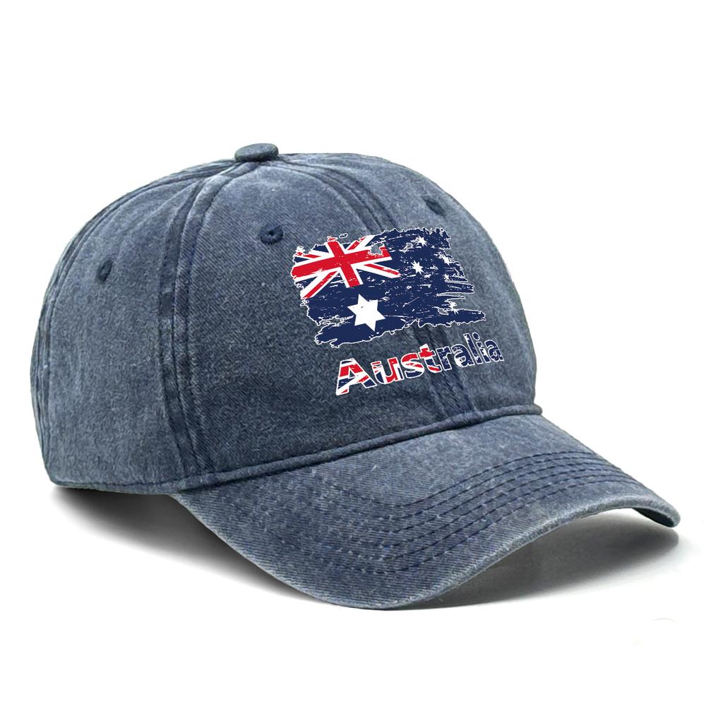 Retro Style Australian Flag Print Snapback Sun Hat Caps For Woman Washed Retro Vintage Adjustable Baseball Caps High Quality Cap