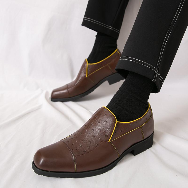 Fashion Classic Brand British Style Brown Mens Flat Shoes Office Mens Business Shoes Daily Commuting Mens Leather Casual Shoes