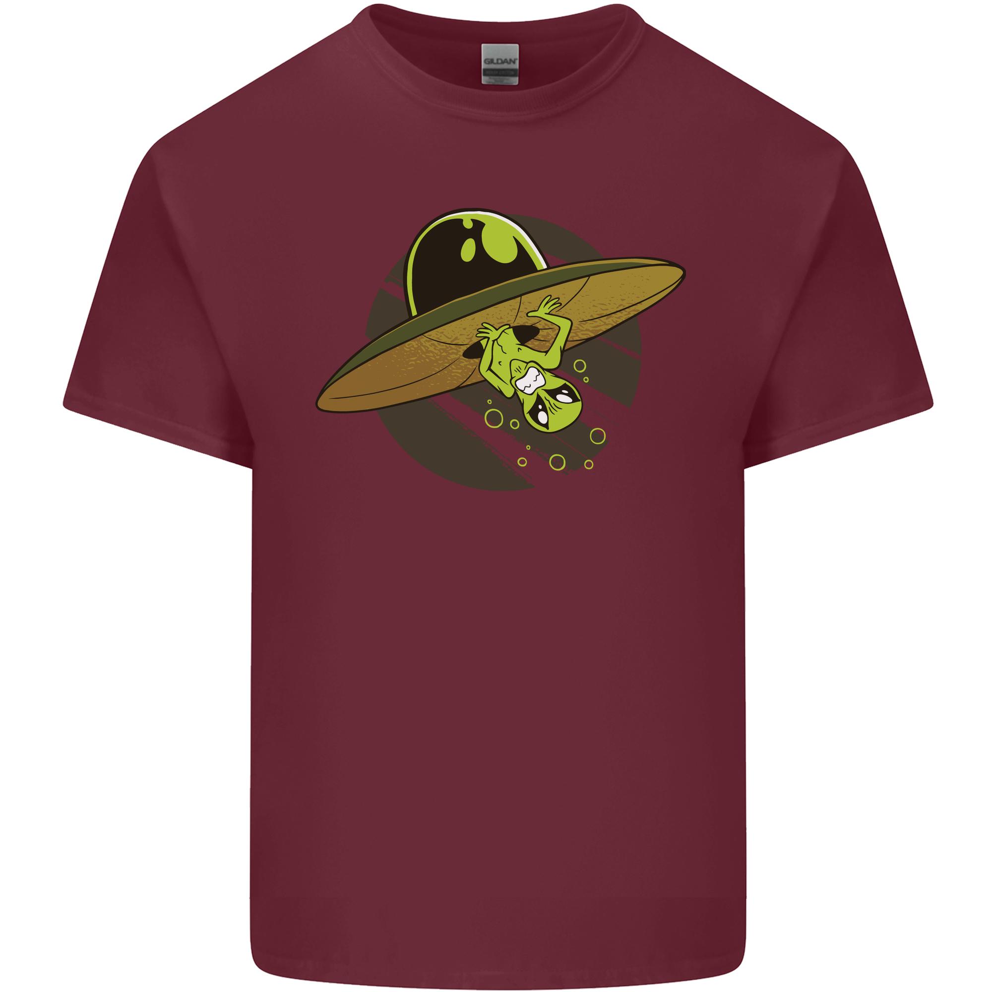 A Funny Alien Stuck in a UFO Flying Saucer Unisexs Light Cotton TShirt S