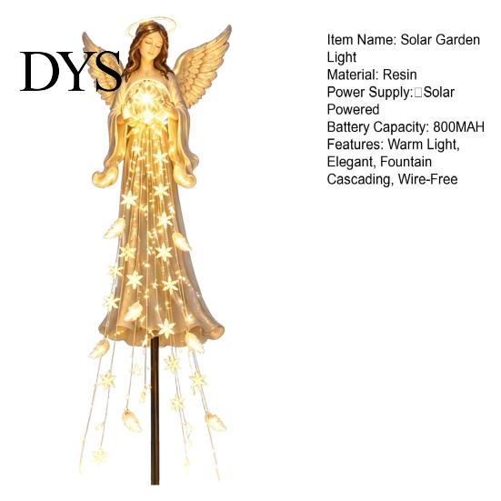 Waterproof Pathway Lighting Solar Powered Angel Remembrance Garden Light, Resin Blessing Fountain Statue with Cascading Lights LED Warm Lights,