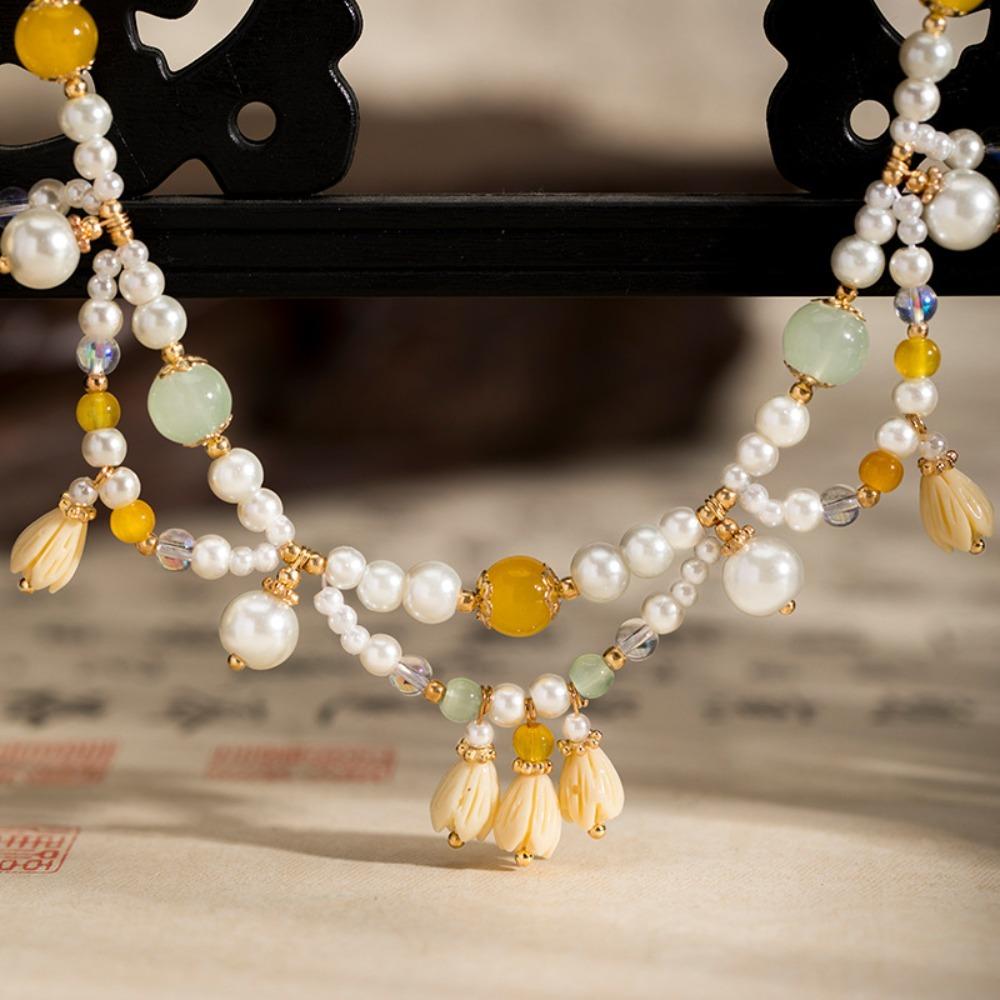 Exquisite Chinese Style Necklace Pearls Cheongsam Clavicle Chain Hanfu Necklaces  Song Dynasty