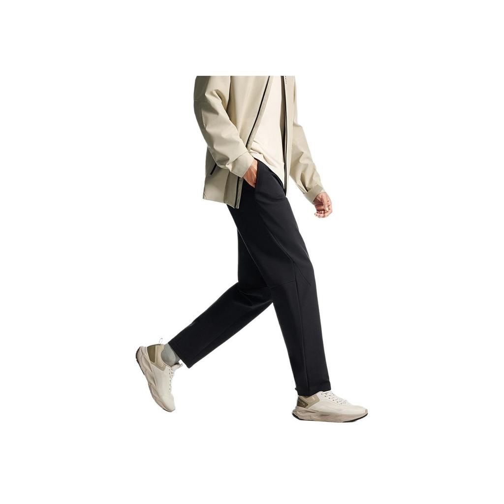 Anta Simple Elastic Casual Solid Color Straight Leg Knitted Sports Pants Men Bottoms Basic-Black 952517509-1