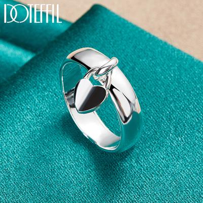 925 Sterling Silver Heart-shaped Lock Ring Fashion Wedding Jewelry