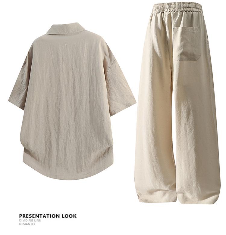 Men's Summer Ice Silk Lyocell Casual Polo Set - Loose, Sweat-Absorbent, Short Sleeve Sportswear Two-Piece.