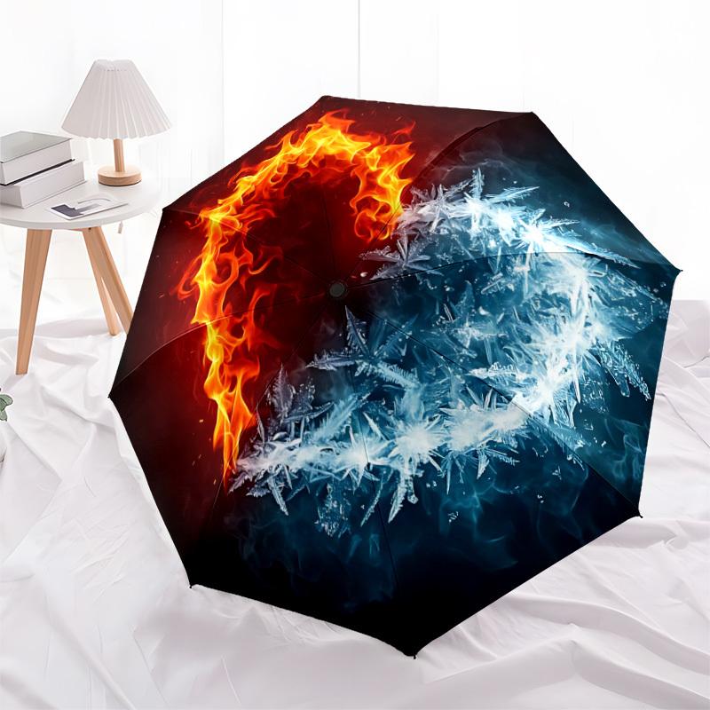 1pc Fire Ice Automatic Folding Umbrella - Compact 8-Rib Design, Durable Plastic & Iron, Lightweight for Outdoor Daily Use299