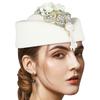 Crystal Flower Fascinator Hat for Teaparty Cocktail Party Women Flapper Costume Roleplay Stewardess Hat for Formal Event