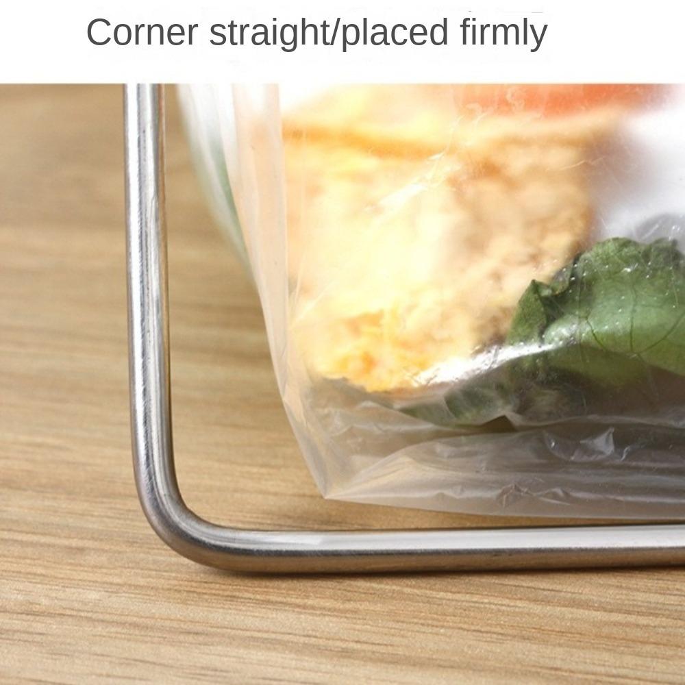 Stainless Steel Garbage Storage Rack Foldable Plastic Bag Shelf Rag Rack Stand  Trash Can