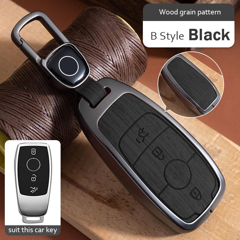 Alloy Wood Grain Pattern Car Key Cover for Mercedes Benz  A C E S G Class GLC CLE CLA GLB GLK GLS W206 W223 E300 C260 S450 S500