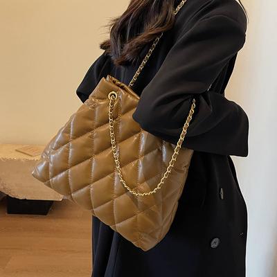 Rombus kedjeväska dam stor kapacitet ny mode höst axel budväska hinkväska
