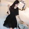 Plus Size Korean Style Chiffon Dress: Mid-Length, Slimming, Belly-Covering, Short Skirt
