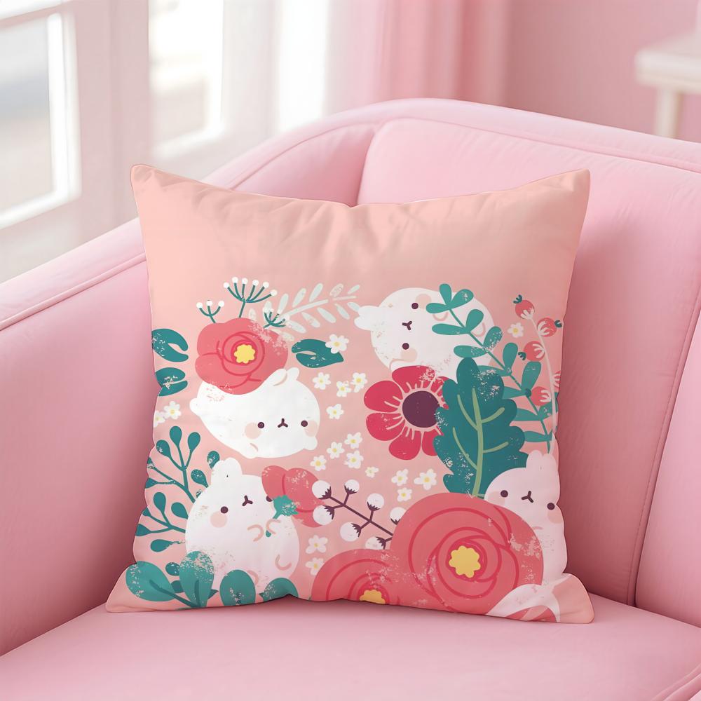 

KKitty Flowers apples Kitty Cushion Cover Pillow Case Soft Friendly Fabric Concealed Zipper 30X30cm
