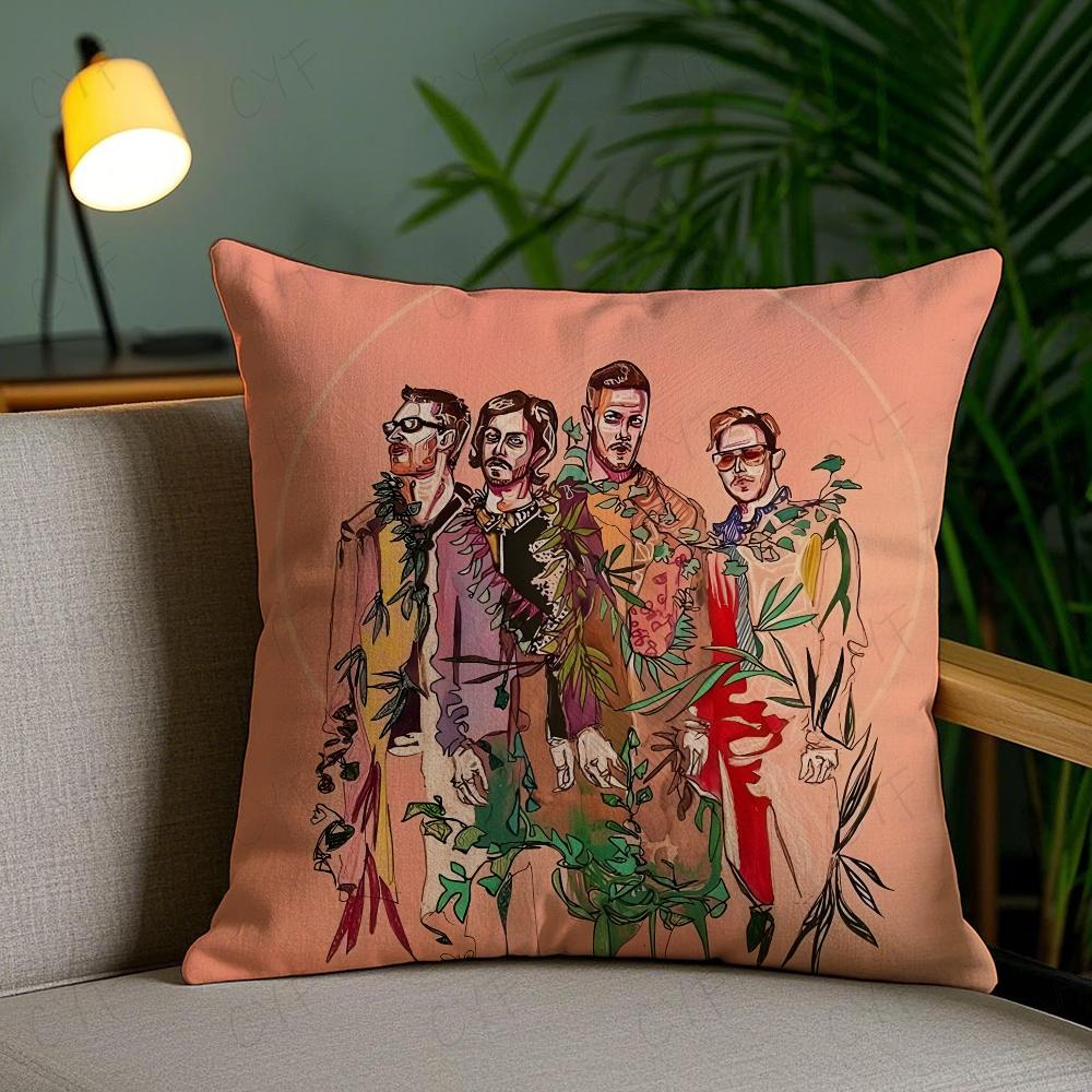 Imagine D-Dragons Band Pillow Case Anti-Dustmite Pillowcase Invisible Zipper Silky Short Plush Sofa Cushion Cover