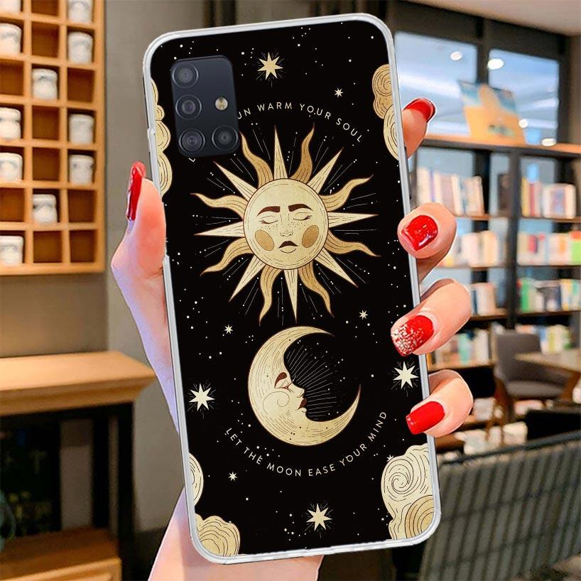 Funny Sun Moon Face Cover Phone Case For Samsung Galaxy A12 A22 A32 A52 A72 A02S Phone Case Note 20 Ultra 10 S10 Plus A51 A71 A5