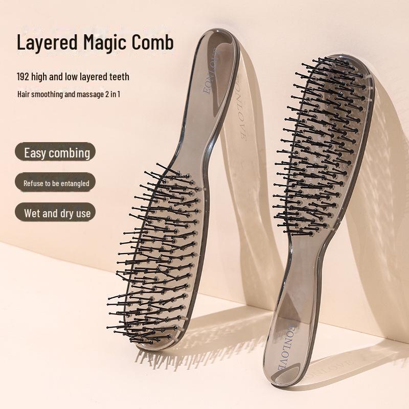 "In Stock: Premium Dual-Use Layered Magic Comb - Wet/Dry Scalp Massage, Anti-Static, Smooth & Volumize Hair"
