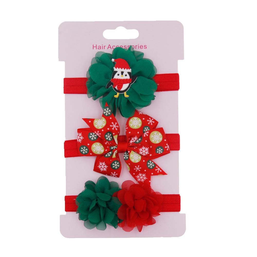 

Детская эластичная рождественская повязка на голову с цветочным принтом для волос, повязка для волос принцессы для девочек One Size