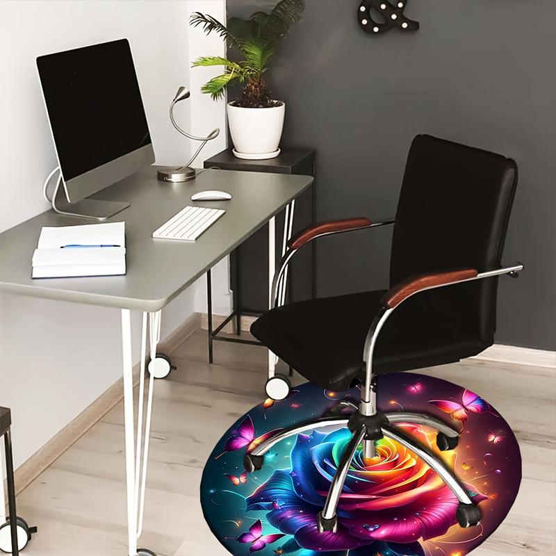 

1pc Office Carpet Chair Mats Rainbow Rose with Butterflies Perfect for Decorating Office Chairs, Living Rooms, Or Bedrooms.YDT170 80cm by 80cm