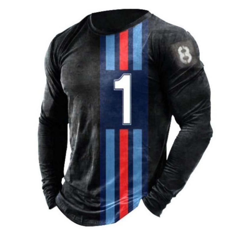 Fashion Men's and Women's Pullover Long Sleeve T-shirts Printed O Neck Oversized Casual Tees Top Clothing