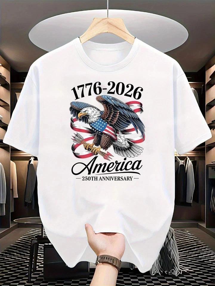 USA 250th Anniversary 1776-2026 Eagle Flag Patriotic July 4th T-Shirt XL